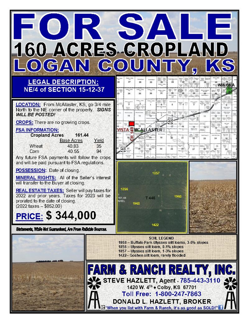 160 ACRES CROPLAND LOGAN COUNTY, KS